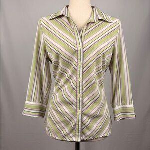 Bay Studio Striped Button Down Career Blouse M